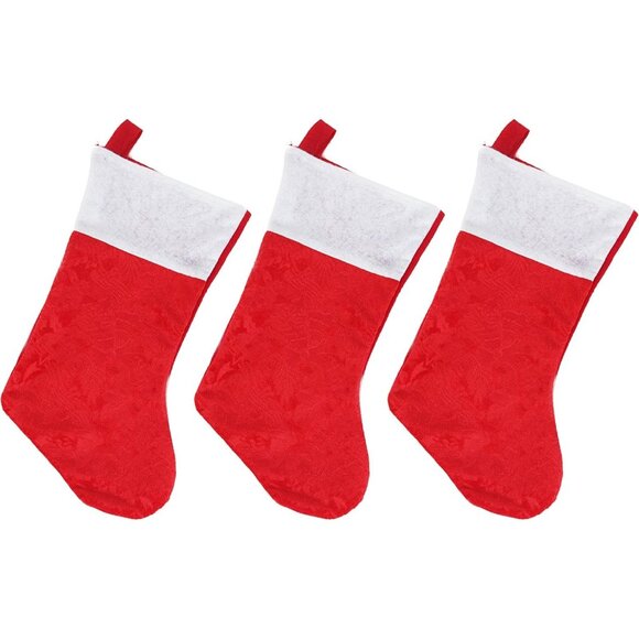Home 16" Red Traditional Christmas Decorations Stockings with White Cuffs - Picture 1 of 5